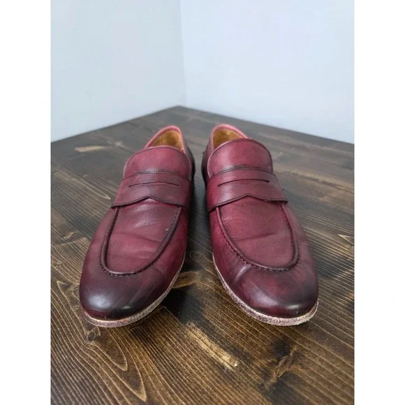 VERO CUOIO Italian Leather Slip On Mahogany Loafers Dress Shoes Italy Men's 10.5 - Picture 9 of 16